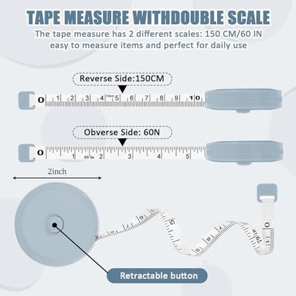 Soft Tape Measure for Body Fabric Sewing Tailor Cloth Knitting Craft Measurements, 59 Inch Portable Measuring Tool, Blue - color: Blue