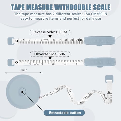 4Pcs Soft Tape Measure for Body Fabric Sewing Tailor Cloth Knitting Craft Measurements, 59 Inch Portable Measuring Tool, Mix2 - color: Mix2