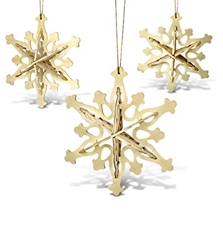 Puzzled 3D Puzzle Snowflake Ornaments Construction Kit, 12pcs - Set of 3