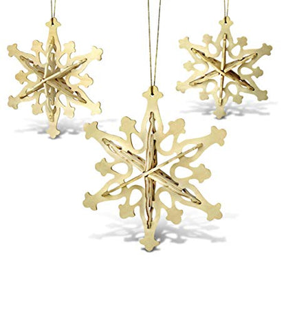 Puzzled 3D Puzzle Snowflake Ornaments Construction Kit, 12pcs - Set of 3