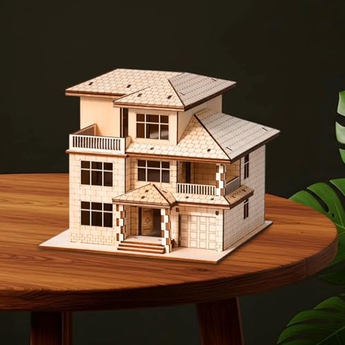 Building Models Wooden Model Kit Puzzle DIY Assembly Creative Miniature Villa Ornament Solid Wood Brain Training Suitable for Birthday Gift, 3 Tier - size: 3 Tier