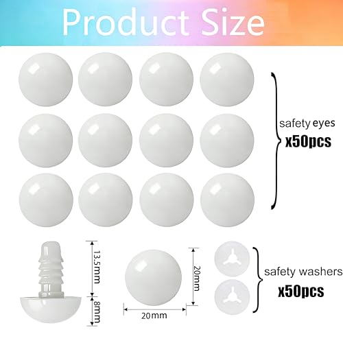 BESTCYC 1Box(50pcs) 20mm Safety Eyes Craft Eyes for Crocheting Amigurumi - size: 20mm(50pcs)