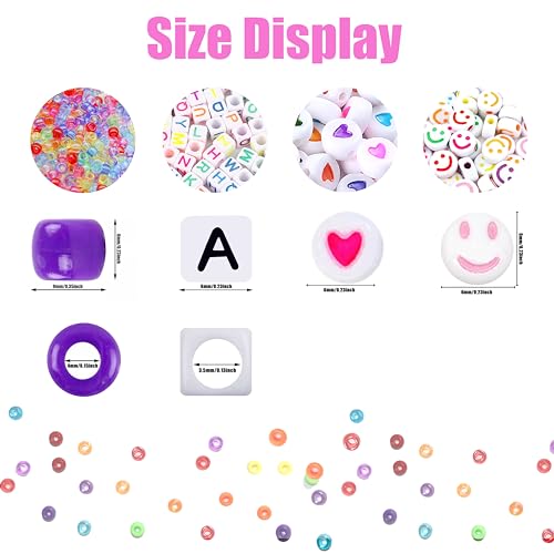 LIS HEGENSA 24Color 1000PCS Kandi Pony Beads Bracelets Jewelry Making Kits - size: 24Color(1000PCS)