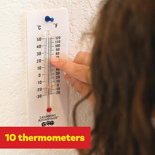 LEARNING ADVANTAGE Student Thermometers, Set of 10, Dual-Scale