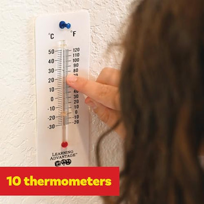 LEARNING ADVANTAGE Student Thermometers, Set of 10, Dual-Scale