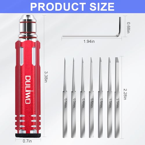 Model Scriber Chisel 7 Blades (0.1/0.2/0.4/0.6/0.8/1.0/2.0mm) - color: Red