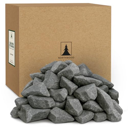 Northwood Sauna - Sauna Stones - Authentic Diabase Sauna Heater Rocks from Germany - Superior Heat & Steam - 3-5 Inches (8-12 cm), 45 Pounds (20 kg) - size: 45 lbs (3-5 in)