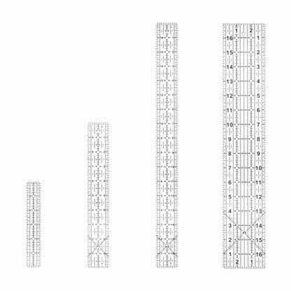 Sewing Rulers Quilting Ruler,Acrylic Quilting Templates,Sewing Tools Accessories Supplies for Patchwork Precision Fabric Cutting 4pcs(1x6,3x17,1.5x17,1.5x10inch) - color: Black