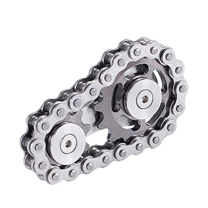 Bike Chain Gear Fidget Spinner Metal Sprocket Chain Fidget Toy, Grey - color: Gun-metal Plating Sprockets
