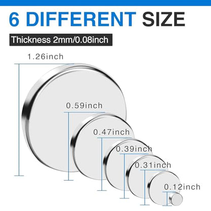 TRYMAG Small Strong Magnets, 6 Sizes Rare Earth Magnet, 255Pcs - color: Silver, size: mix-255Pcs