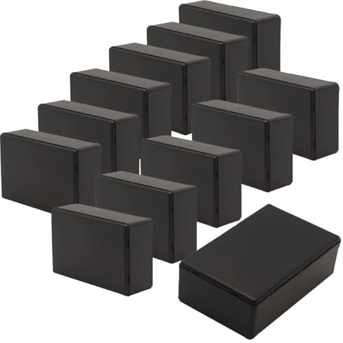 Zulkit 12Pcs Project Boxes ABS Plastic Electrical Project Case Power Junction Box Black 3.62 x 2.28 x 1.26 inch(92 x 58 x 32mm) - color: 12 PCS, size: 3.62"x 2.28" x 1.26"
