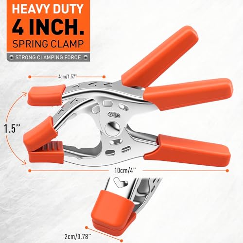 HORUSDY 8-Piece 4" inch Spring Clamp, Heavy Duty Spring Metal Spring Clamps, 1.5"-inch Jaw opening - color: Orange, size: 4 inch 8-Piece