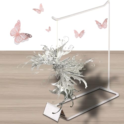 3D Metal Puzzles for Adults,Sliver Butterfly Model Design,Glitter Cute Insects Animals Puzzles Metal Building Kits,Brain Teaser DIY Creative Ornament Sets Need Assembly Home Decor (HD-6)