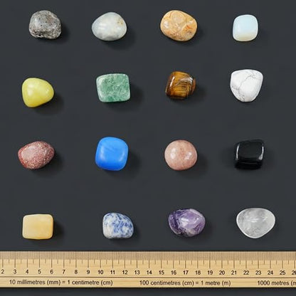 PIBEX Gemstone Collection Kit, 16 Gems & Crystals, Approx. 1-Inch / 2-3 cm - style: 16PC Polished Edition