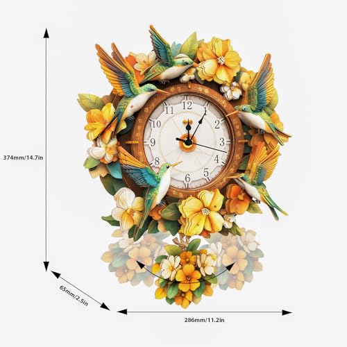 KAAYEE 3D Puzzles for Adults Hummingbird Clock Bird Wooden Puzzle DIY Craft - color: Hummingbird Clock