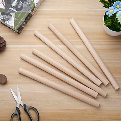 3/4 x 12 Wooden Dowels Wooden Sticks for Crafts, 6 PCS Macrame Wood Dowel Rods, Unfinished Hard Wood Sticks for Crafting, Arts and DIYers, Tiered Cake Support and Wedding Ribbon Wands - size: 3/4"×12"-6PCS
