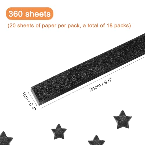 MECCANIXITY 360 Sheets Origami Paper Glitter Stars Papers Black Fold Paper for Beginner Arts Crafts Projects,0.4 x 9.5 Inch - color: Black, size: 0.4 x 9.5 Inch