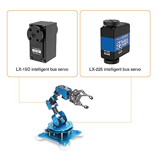 Robotic Arm for Arduino Coding Programming 6DOF Hiwonder-xArm1S STEM Educational Building Robot Arm Kits, 6 AXIS Full Metal Robotic Arm Wireless Controller/PC/App/Mouse Control Learning Robot - style: Hiwonder-xArm1S