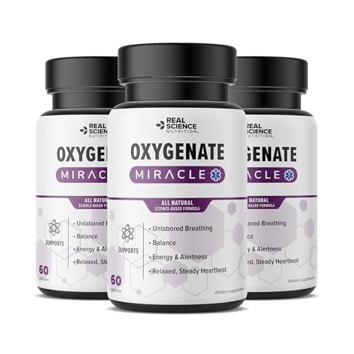 Real Science Oxygenate Miracle (Pack of 3) – Lung Support Supplement to Help Relieve Wheezing, Shortness of Breath, Rapid Heart Rate & Fatigue – for Clear Lungs & Breath Support, 60 Caps Each - size: Pack of 3