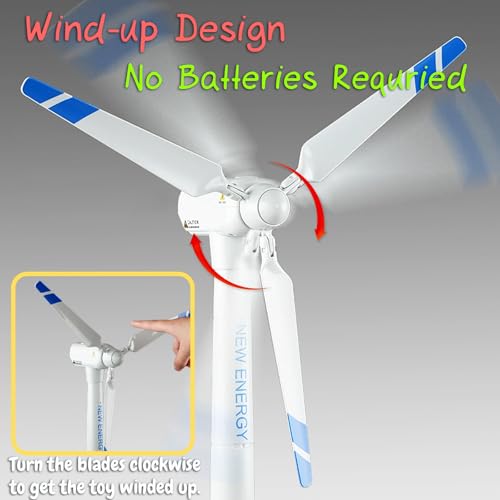 Windmill Model - Large-Sized Wind-Up Wind Turbine Science Teaching Tool for Children - STEM Toy