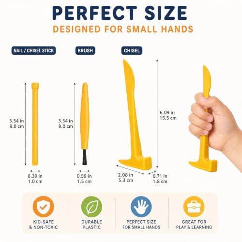 Dinosaur Excavation Dig Tool Kit for Kids, 8 Sets with Hammer Chisel Brush