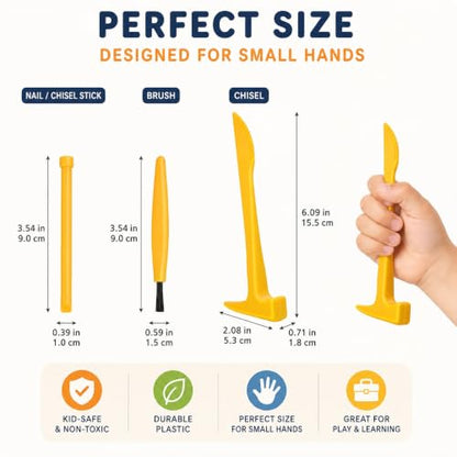 Dinosaur Excavation Dig Tool Kit for Kids, 8 Sets with Hammer Chisel Brush