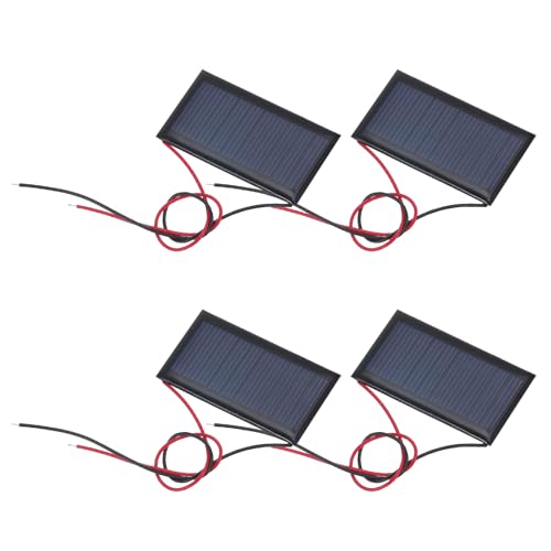 MECCANIXITY 4Pcs 5V 0.225W 45mA Mini Solar Panels, Small Polycrystalline Solar Cell Panel with Cable for DIY Electric Toy Materials Kits Charger - size: 53 x 30mm