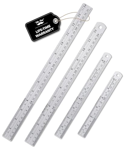Mr. Pen- Metal Straight Edge Ruler, 4 pcs, 6", 8", 12", 14" - color: Silver, size: 6, 8, 12, 14 inch