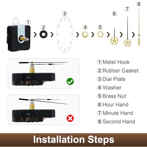 15 Pack Clock Mechanism Replacement Kit with 19 Pairs Clock Hands - size: Thread Length 3/4 inch