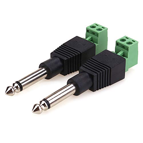 NANYI TS 1/4 Inch Jack, 6.35mm Mono Male Solderless Terminal Plug -2Pack - color: Green - welding free