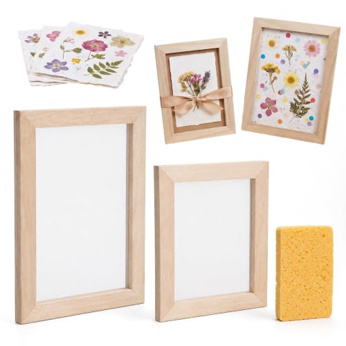 3 Pcs Paper Making Kit, A5 & A6 Paper Making Screen with Wooden Mold Sponge DIY Handmade Papers Makings Supplies Gift for Craft Lovers