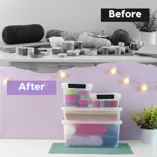 IRIS USA 4-Pack 12 Qt Storage Bins with Lids, Plastic Box, Clear/Black - color: Clear/Black, size: 12 Qt. - 4 Pack