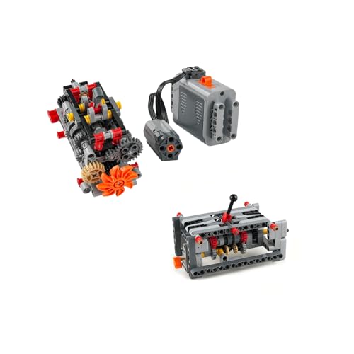 MOC Mechanical Transmission Gearbox Bundle – 5+1 & 6-Speed Manual Gear System, DIY Engineering Building Kit with Motor Function Compatibility, STEM Educational Model for Teens & Adults