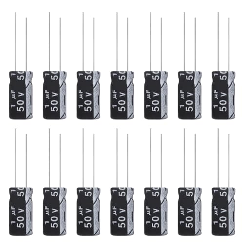 1uF 50V 5x11mm Electrolytic Capacitor 1 UF MFD 50 Volt 0.2x0.43in Aluminum Capacitors (Pack of 15) - style: 1uF 50V 5x11MM