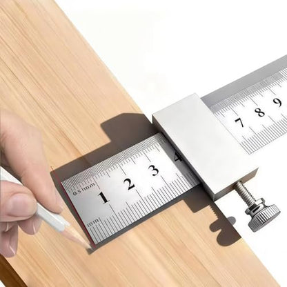 Aluminum Alloy Woodworking Ruler Stop, 11.8inch Steel Precision Scriber & Marking Gauge Woodworking Tools - color: silvery