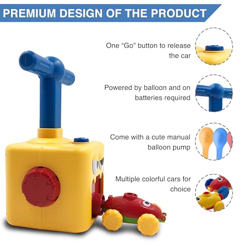 Balloon Launcher with Inertia Car Toy Set for Kids Ages 3 and Up - color: Yellow Duck