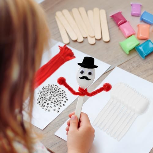 100 Pcs Fork Creativity Set-Arts & Crafts Supplies with Plastic Forks & Clay, Creative DIY Craft Kit to Enhance Hands-On Ability, Make Your Own Forky & Unique Crafts,Large Quantity Value Pack