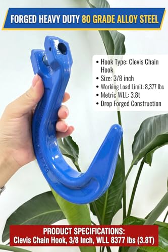 3/8" G80 Clevis Foundry Hook, 8377 Lbs 4 Pack 3.8t Working Load Limit Lifting Clevis Chain Hook for G80 Transport Binder Chain and Binder, Lifting Slings, Industrial Rigging【3.8t*4Pack】 - size: 4 Pack 3.8T