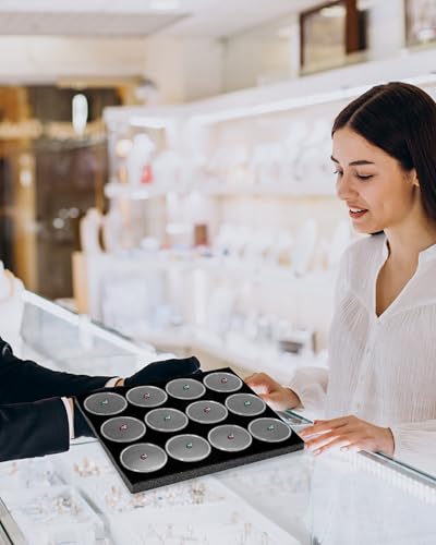 Novel Box 12 Large Gem Jars with Black Foam Gemstone Tray 7.8X7.8X0.75 - color: Black Foam Liner with 12 Gem Jars