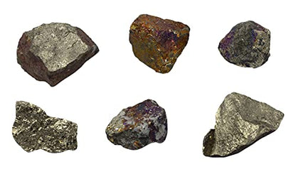 EISCO 6PK Raw Chalcopyrite, Mineral Specimens - Approx. 1" Geologist Selected & Hand Processed Great for Science Classrooms Class Pack- Eisco Labs