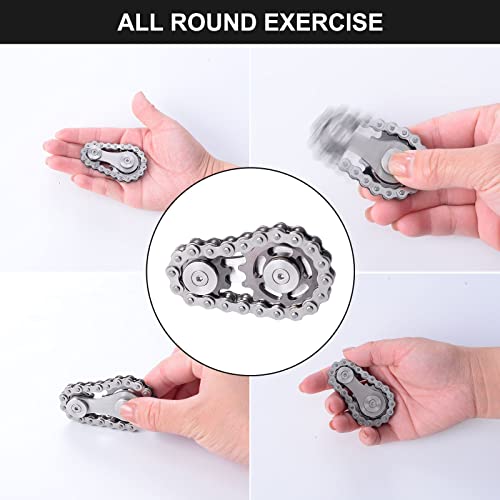Bike Chain Gear Fidget Spinner Metal Sprocket Chain Fidget Toy, Grey - color: Gun-metal Plating Sprockets