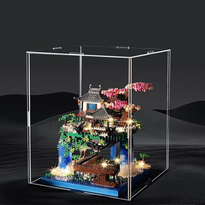 Cherry Blossom Treehouse Micro Mini Building Block Sets with Acrylic Display Box Japanese Bonsai Tree Peach Blossom Pool Architecture Building Model Toy Gift for Adults 2500 Pieces - color: Brown02