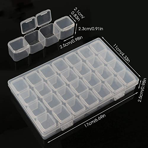 Gem Organizer, Segbeauty Clear Bead Container 28 Compartments with Secure Lids, Removable Tiny Jewelry Storage Box, Transparent Jewelry Organizer for Seeds Craft Making Accessories - size: 28 Count (Pack of 1)