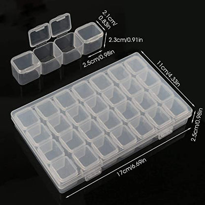 Gem Organizer, Segbeauty Clear Bead Container 28 Compartments with Secure Lids, Removable Tiny Jewelry Storage Box, Transparent Jewelry Organizer for Seeds Craft Making Accessories - size: 28 Count (Pack of 1)