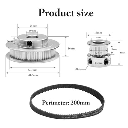 Zorfeter 2 Kit GT2 Synchronous Wheel, 20&60 Teeth, 10mm&8mm Bore - size: Bore 10mm&8mm