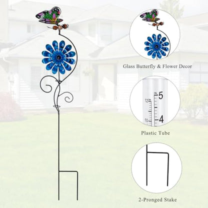 3 Pack Rain Gauge Outdoor, 5 Inch Tube Butterfly Rain Gauges - color: 3 Pcs-Butterfly&Flower