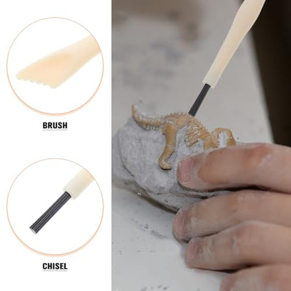 BESPORTBLE Kids Digging Tools 3.54in Lightweight Dual-Ended Brush and Chisel Excavation Kit for Kids Ages 4-8 Stem Science Archaeology Learning Toy for Dinosaur Digging and Practical Skills