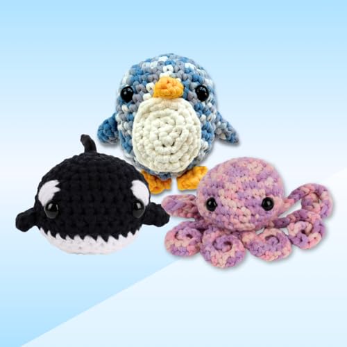 KelliDream Magic Circle Tool Inclusive Learn to Crochet Kit for Beginners; Step-by-Step Video Tutorials in English; All Supplies to Make Cute Amigurumi (Sea Creatures) - color: Sea Creatures