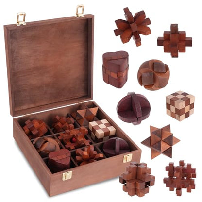 Mytothfy Wooden Brain Teaser Puzzles for Adults Teens, 3D Puzzle Game Toys - color: Style H