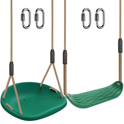2 Pack Heavy Duty Swing Seat for Kids Adults Green Anti Slip Wider Seat - color: Green Wider Seat & U-shape Swing Seats